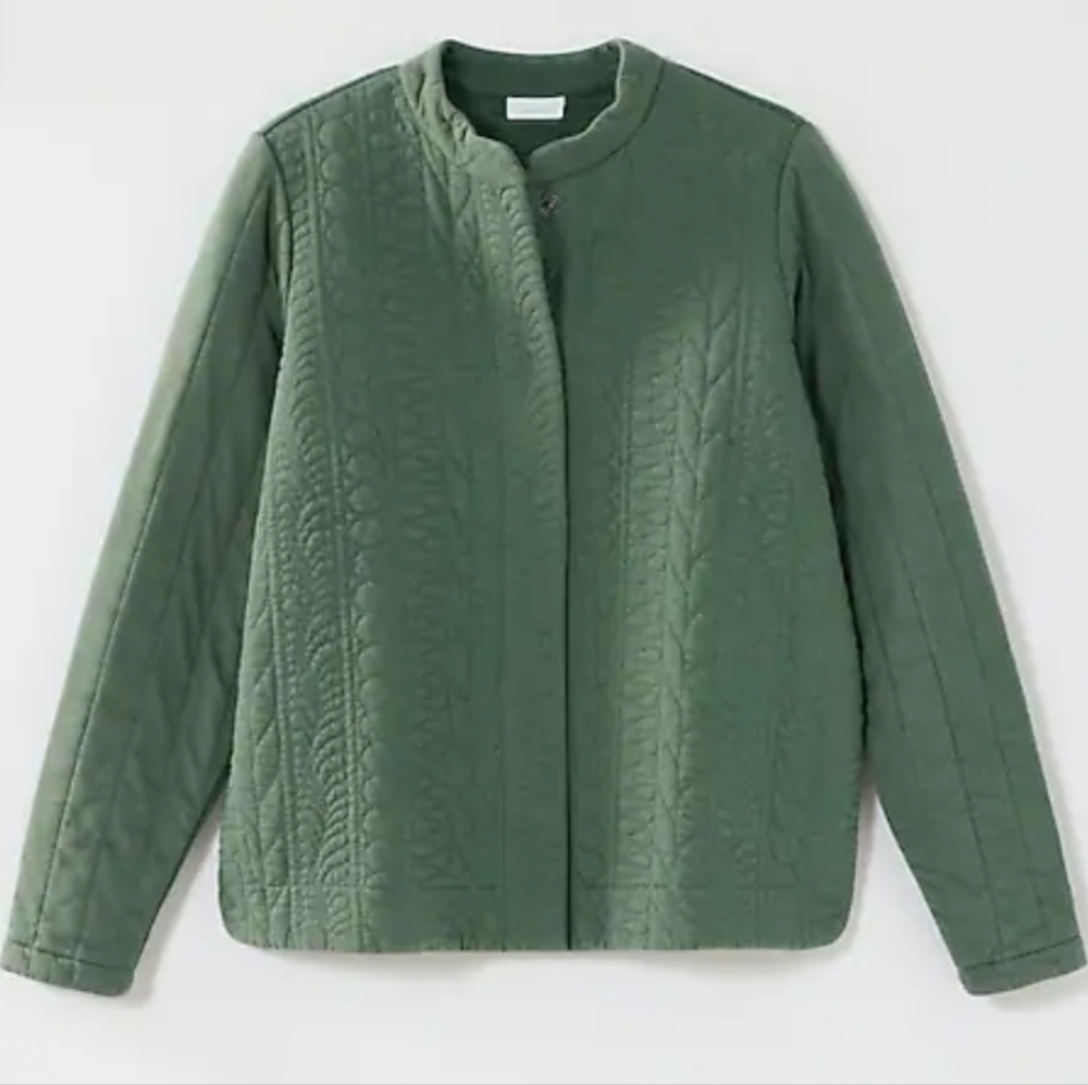 NWT Pure Jill Quilted-Knit Snap-Front Jacket light watercress SZ MEDIUM